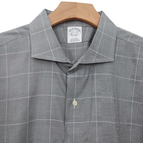 Brooks Brothers Mens Shirt 34 17-1/2 Button Up Long Sleeve Supima Cotton Gray - Picture 3 of 10